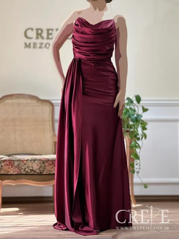 ماکسی ساتن جلو پیله  شنل دار 