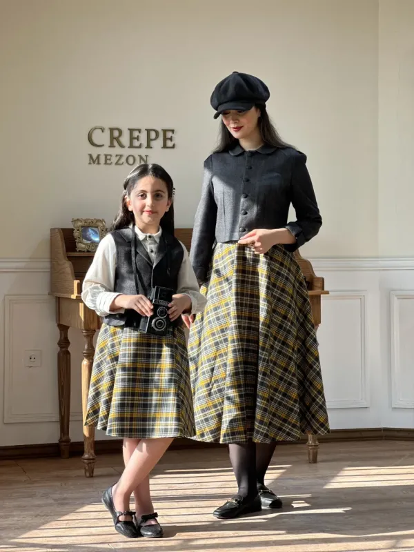 ست سه تیکه بلوز دامن جلیقه مدل پاییز