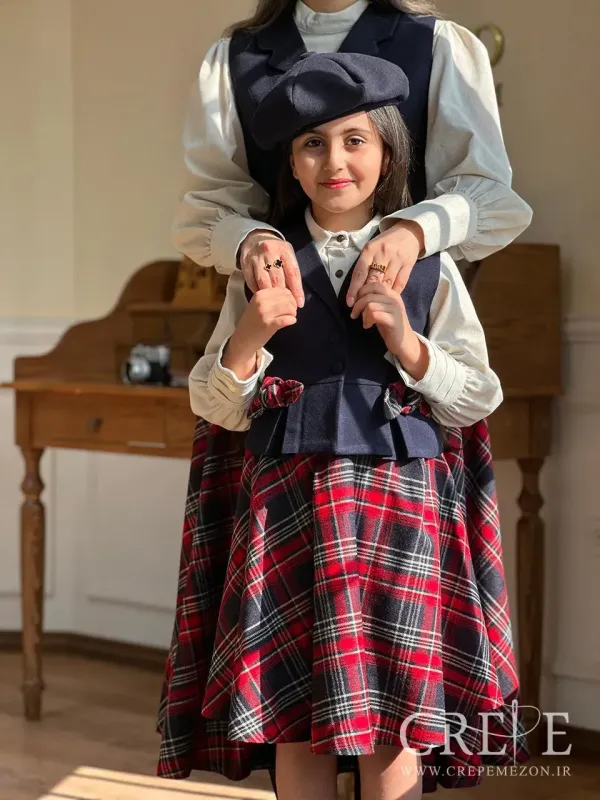 ست سه تیکه بلوز دامن جلیقه مدل پاییز