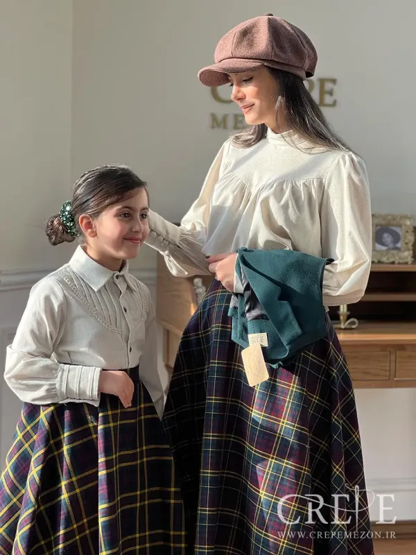 ست سه تیکه بلوز دامن جلیقه مدل پاییز