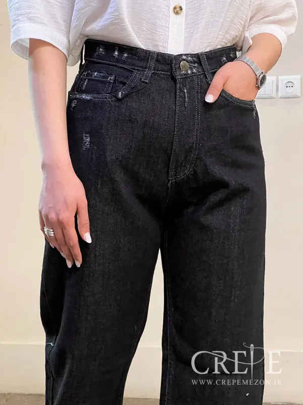 جین نیم بگ سنگ شور ترک قد 110