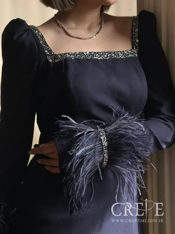 ماکسی کرپ آستین پر سنگدوزی