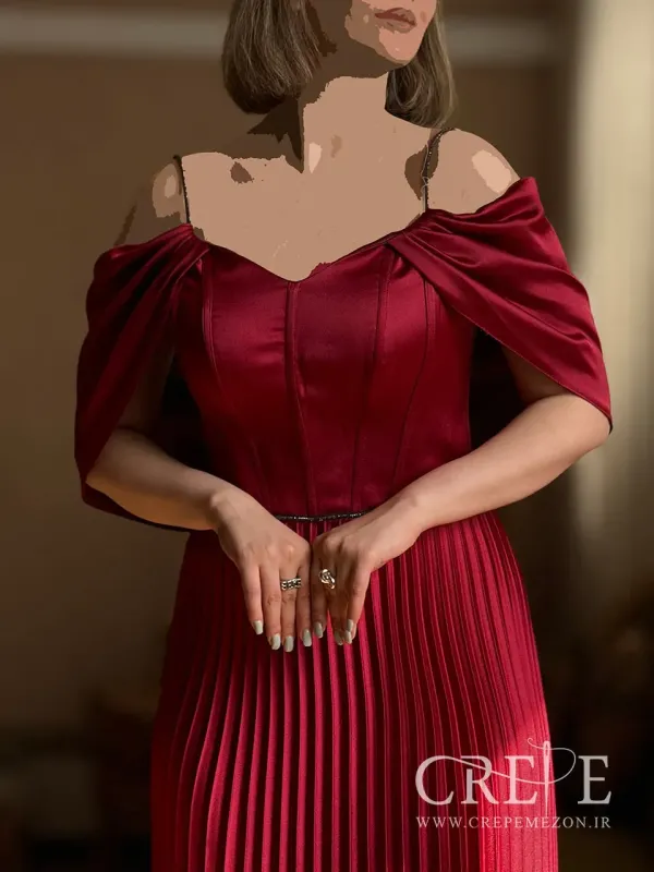 ماکسی ساتن پلیسه شالدار