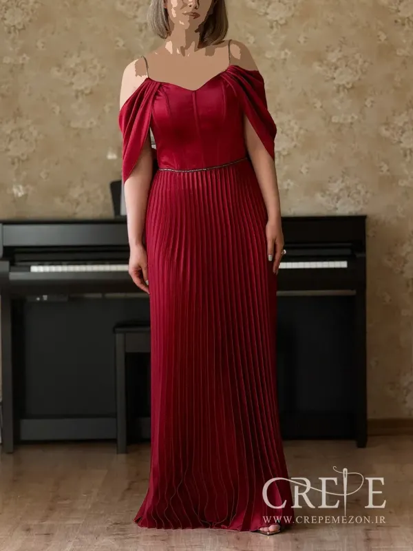 ماکسی ساتن پلیسه شالدار