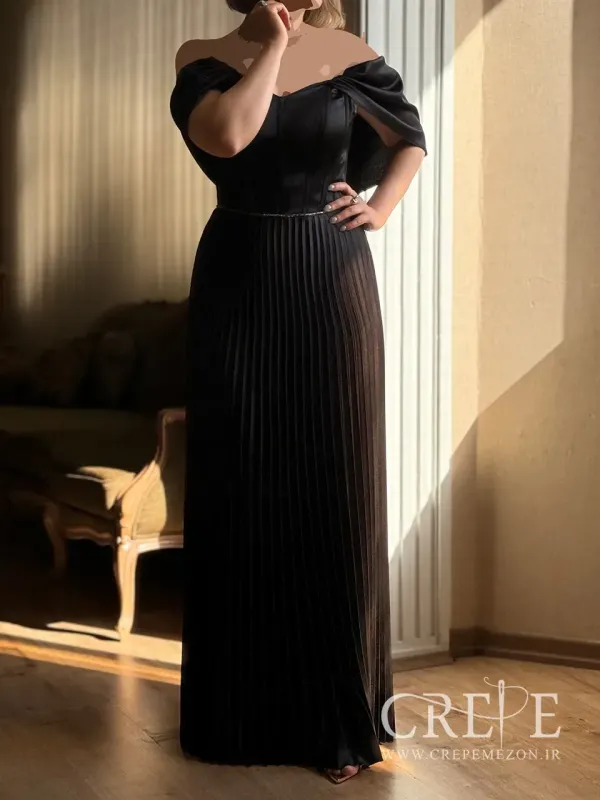 ماکسی ساتن پلیسه شالدار