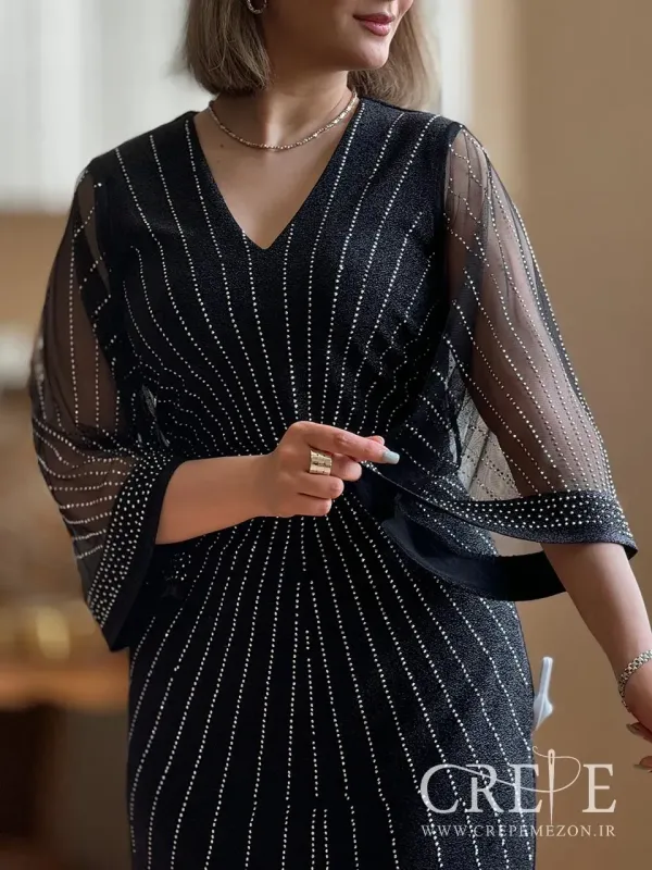 پیراهن کمردار لمه خورشیدی - خرید اقساطی انواع لباس مجلسی