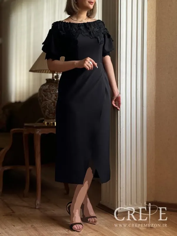 پیراهن کرپ و گیپور بارسکی - خرید حضوری و آنلاین پیراهن میدی