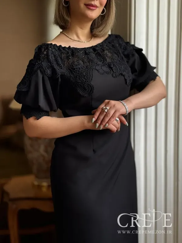 پیراهن کرپ و گیپور بارسکی - خرید حضوری و آنلاین پیراهن میدی