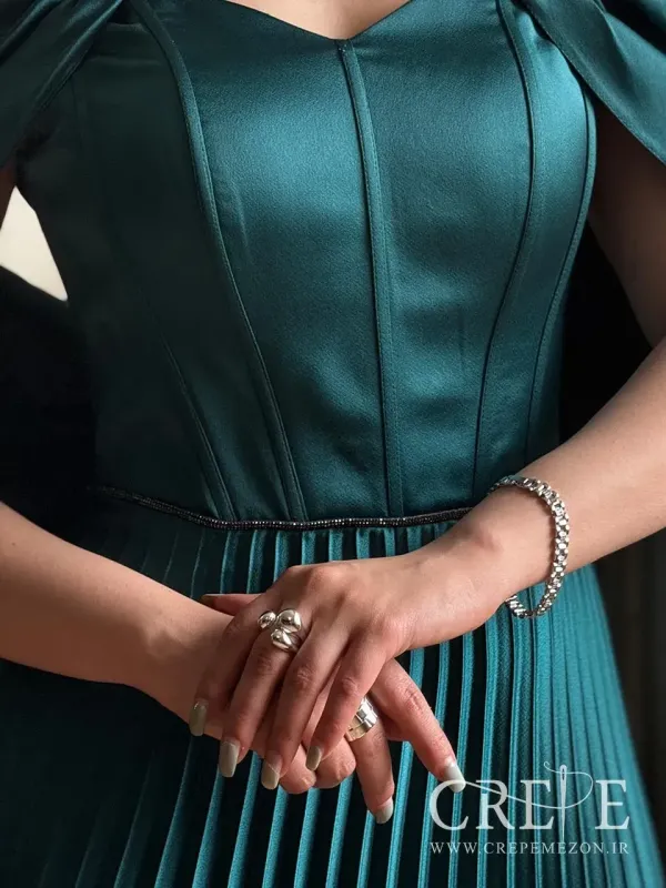 ماکسی ساتن پلیسه شالدار - خرید حضوری و آنلاین لباس مجلسی