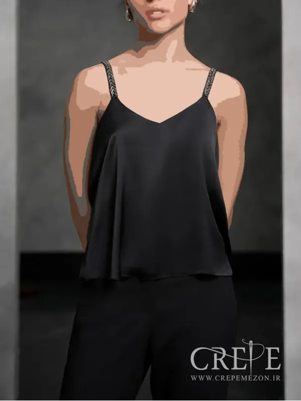 تاپ ساتن بند منجوق دوزی