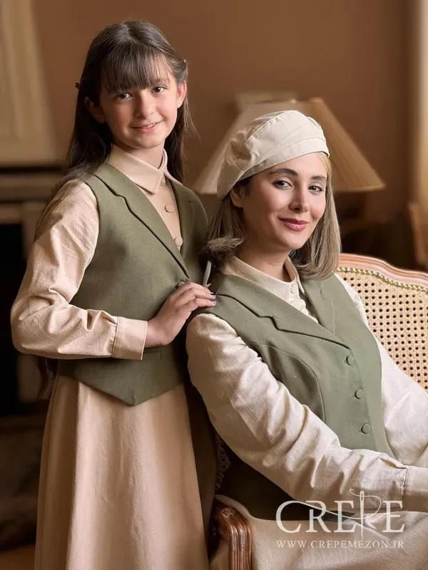 جلیقه تک لینن آستردار گندم