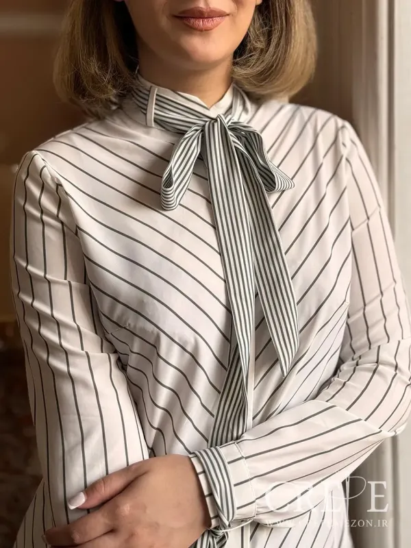 شومیز خطی کروات دار 