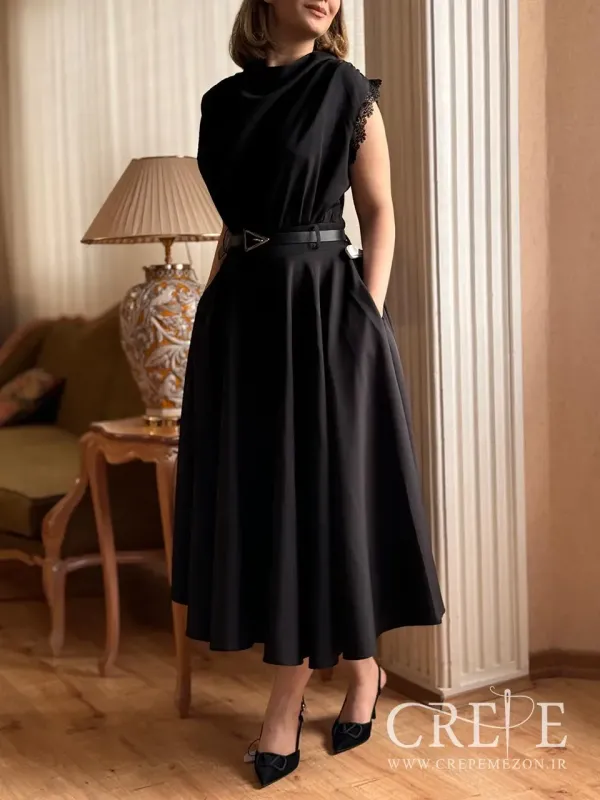 پیراهن آستین حلقه حاشیه گیپور