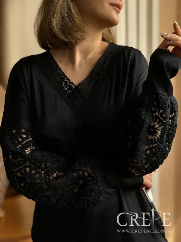 شومیز یقه هفت آستین گیپور