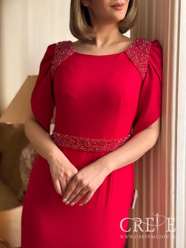 پیراهن کمر و سرشانه سنگدوزی