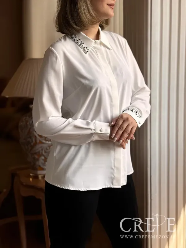 شومیز سنگ دوزی جلودکمه