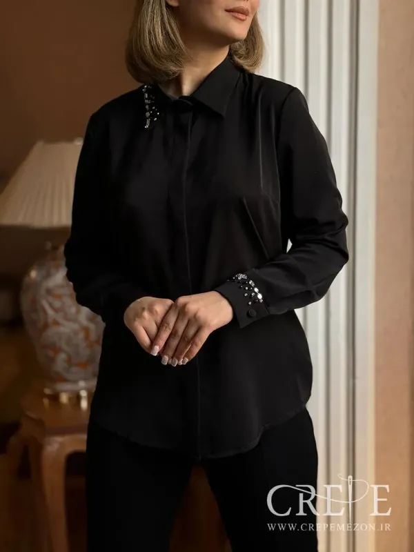 شومیز سنگ دوزی جلو دکمه 