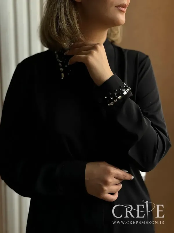 شومیز سنگ دوزی جلو دکمه 