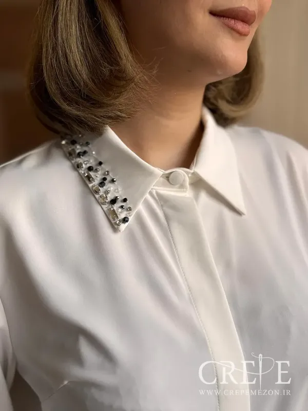 شومیز سنگ دوزی جلو دکمه 