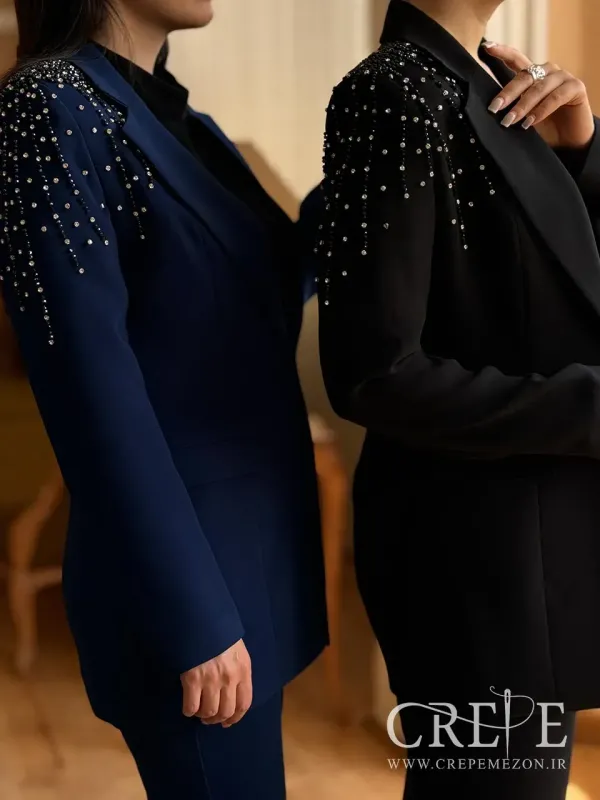 کت و شلوار سرشانه نگین دوزی 