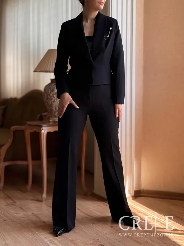 ست کت کراپ و شلوار سنجاق دار 