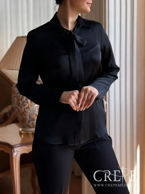 شومیز سیلک یقه مردانه کراواتی