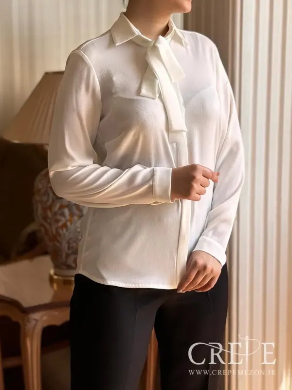 شومیز سیلک یقه مردانه کراواتی