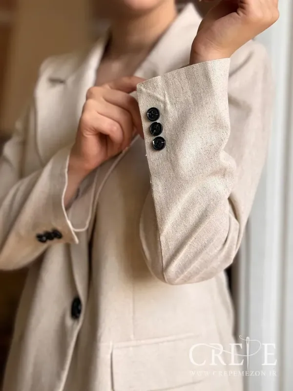 کت یقه انگلیسی لینن تک دکمه