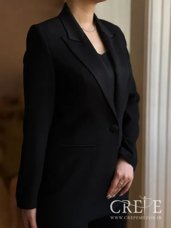 ست کت شلوار یقه انگلیسی کرپ کره 