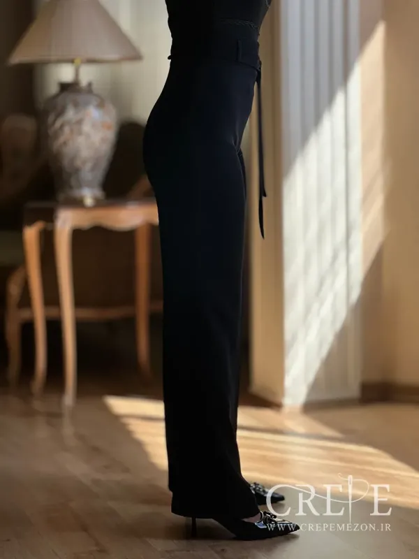 شلوار از بالا گشاد کرپ کلاریتا قد 110