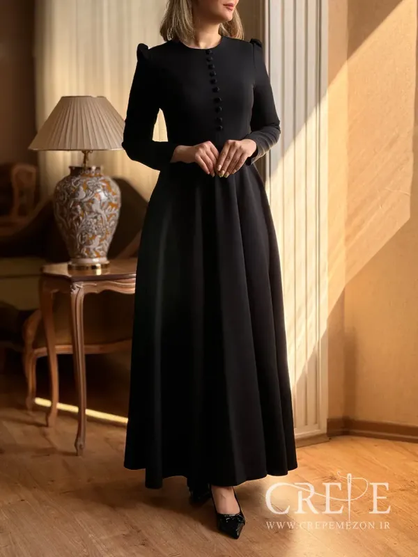 پیراهن کرپ جلو دکمه نگار