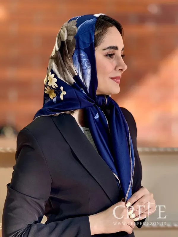 روسری ابریشم ریون دست دوز