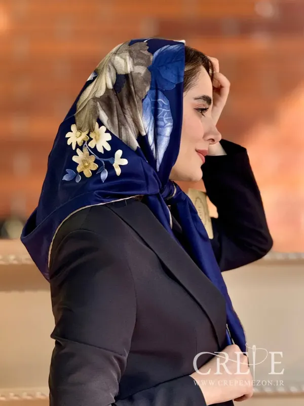 روسری ابریشم ریون دست دوز