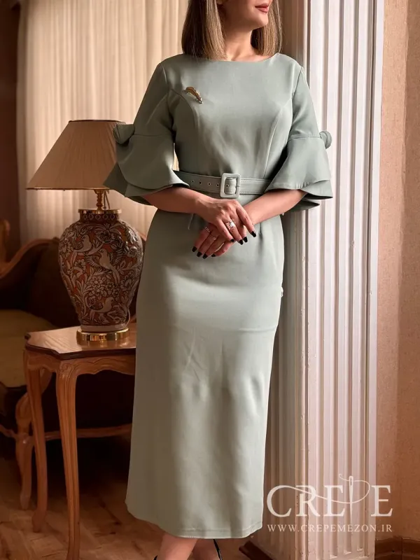 پیراهن میدی آستین کلوش لاله