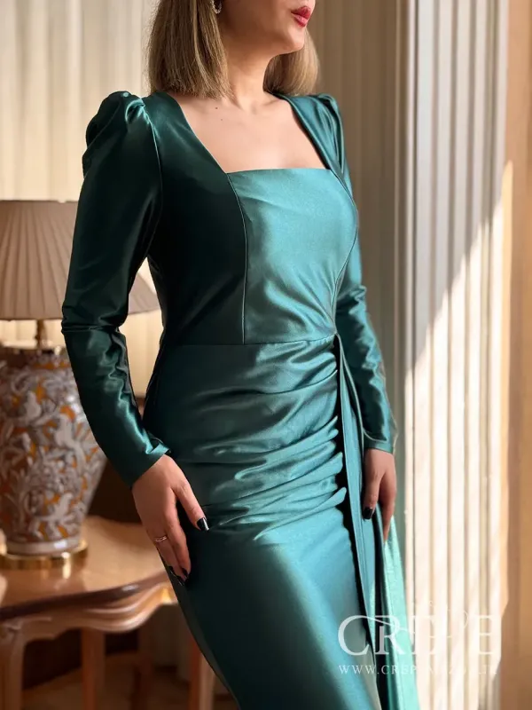 ماکسی ساتن کش شنلدار جلو پیله