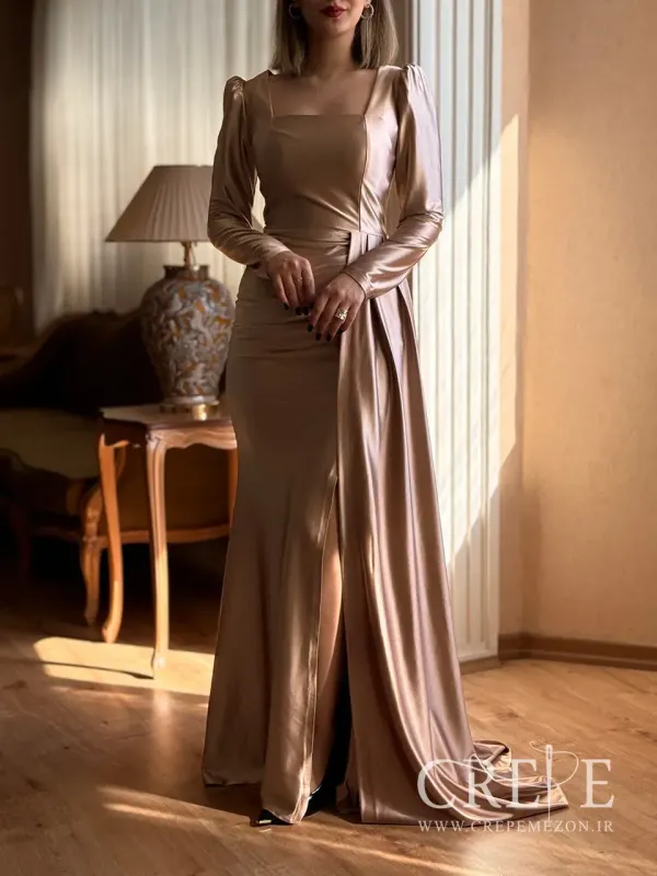 ماکسی ساتن کش شنلدار جلو پیله