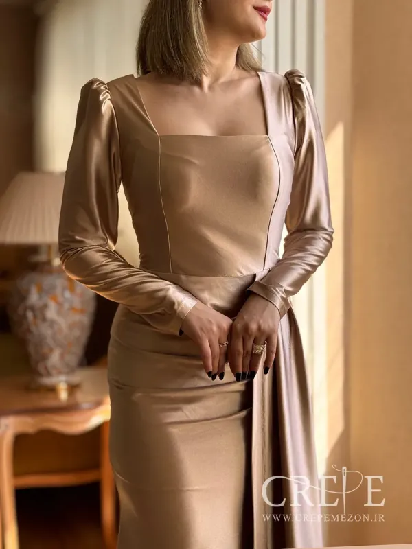 ماکسی ساتن کش شنلدار جلو پیله