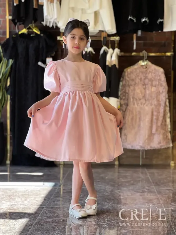 پیراهن ساتن آستین پفی