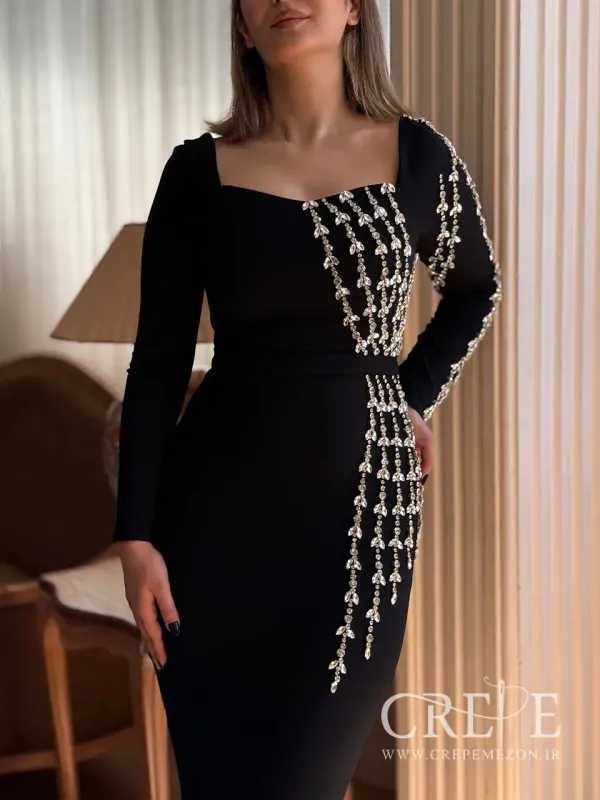 ماکسی یقه دلبری سنگ دوزی 