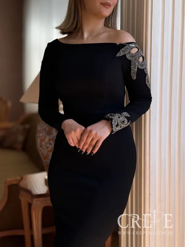 ماکسی یقه رومی  آستین کار شده  