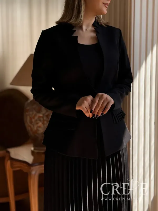 ست کت و سارافان جیب پلیسه کرپ