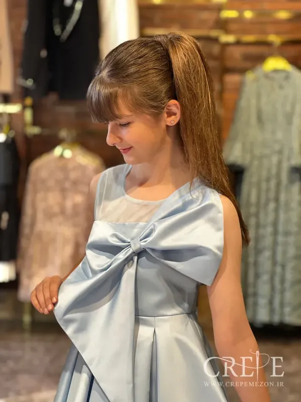 پیراهن ساتن پاپیون 