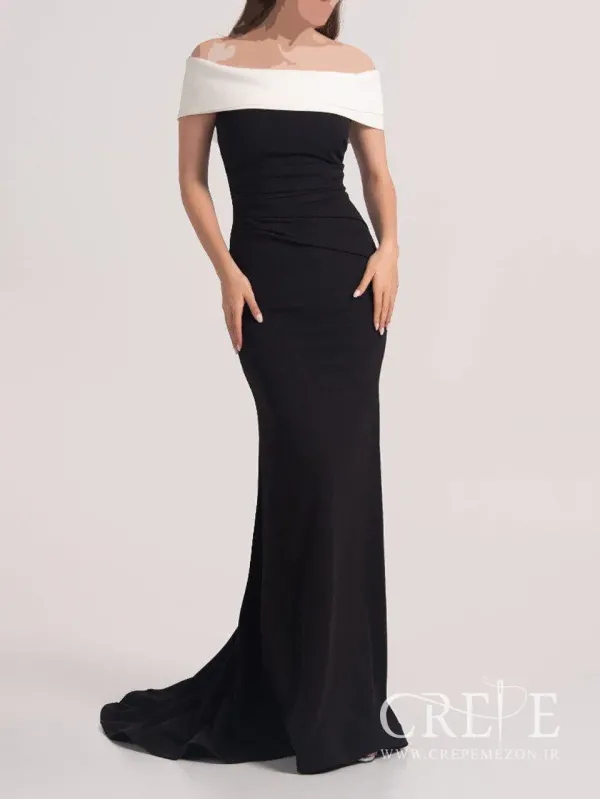 ماکسی دالقیچ یقه قایقی سفید