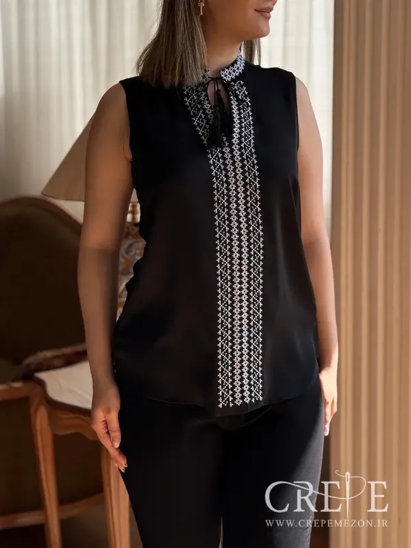 تاپ کرپ حریر شماره دوزی