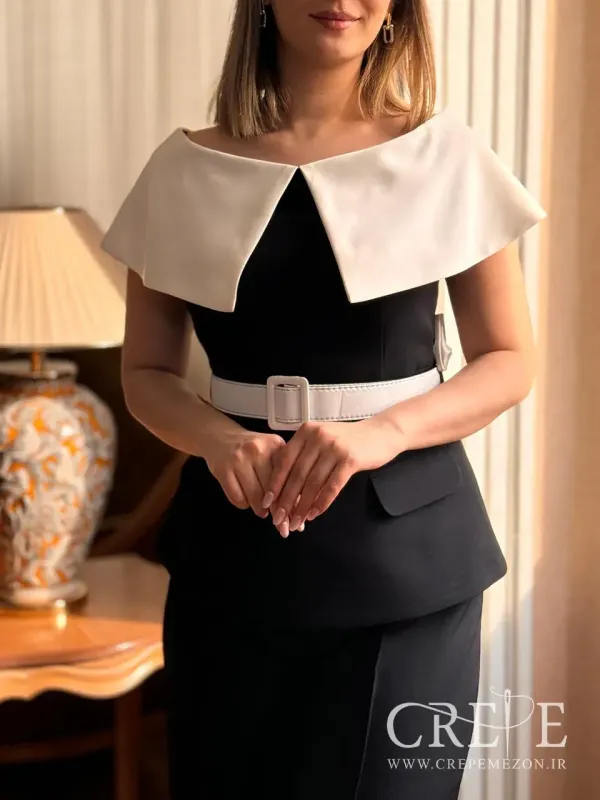 ست بلوز و شلوار کرپ کجراه یقه ملوانی