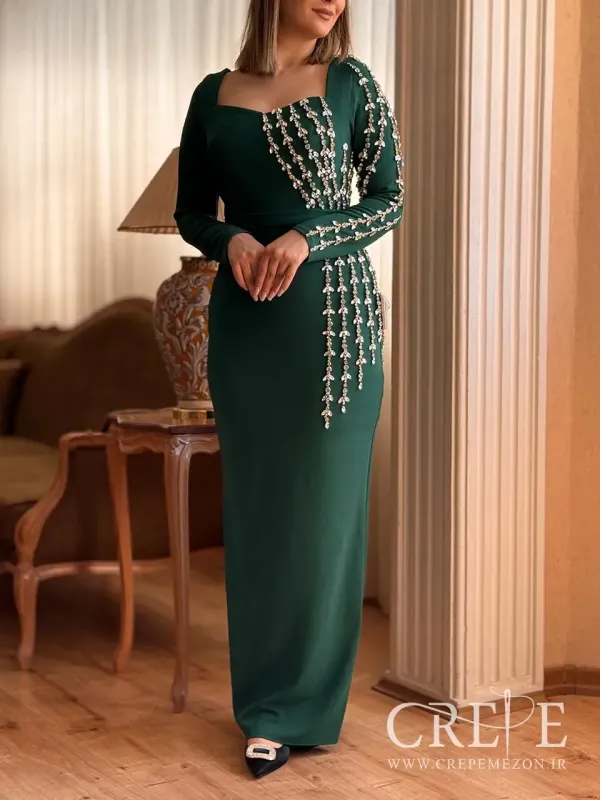 ماکسی یقه دلبری سنگدوزی