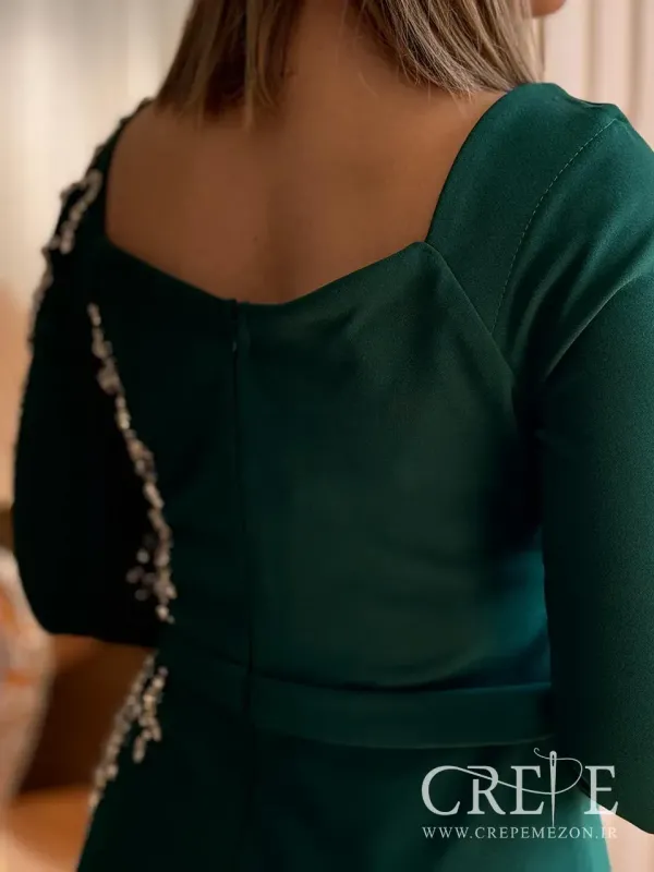 ماکسی یقه دلبری سنگ دوزی