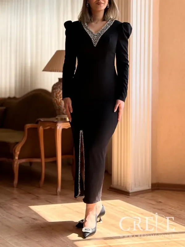 پیراهن میدی کرپ دالقیچ جواهر دوزی