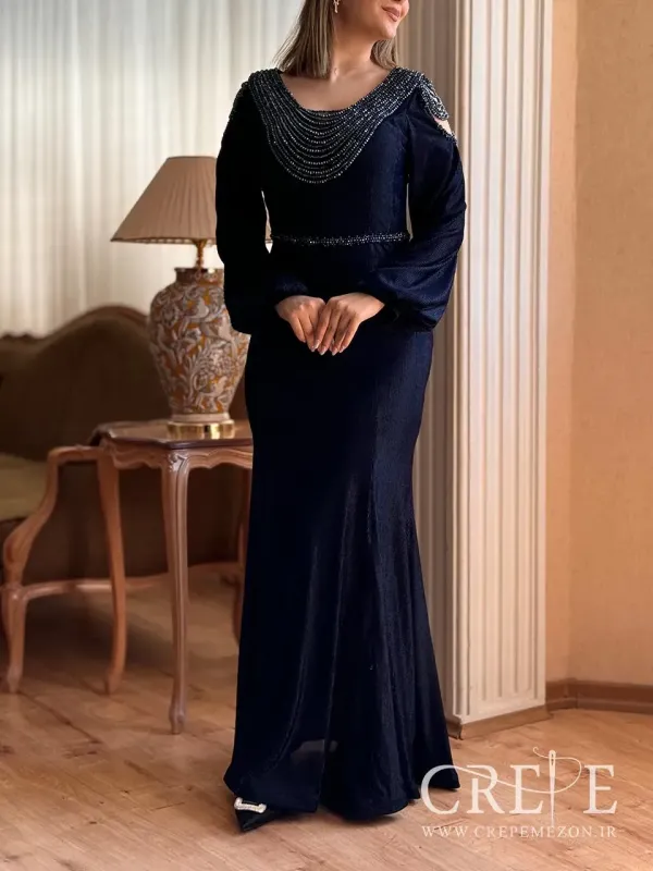 ماکسی لمه نگین دوزی آستین کلوش