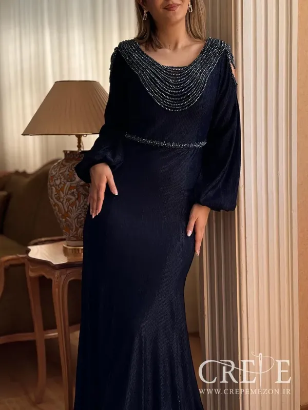 ماکسی لمه نگین دوزی آستین کلوش